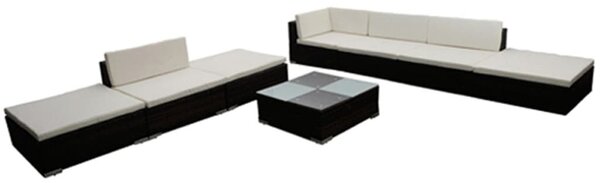 VidaXL 8 részes barna polyrattan kerti ülőgarnitúra párnákkal