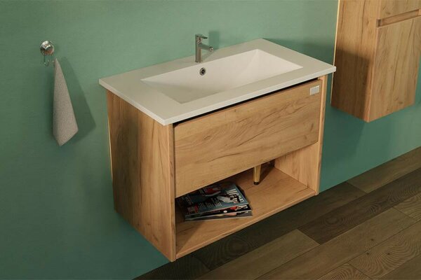 TMP NORD CRAFT 60 fali függesztett fürdőszobabútor - SKY E-8099-60 porcelán mosdóval- 61 x 46 cm