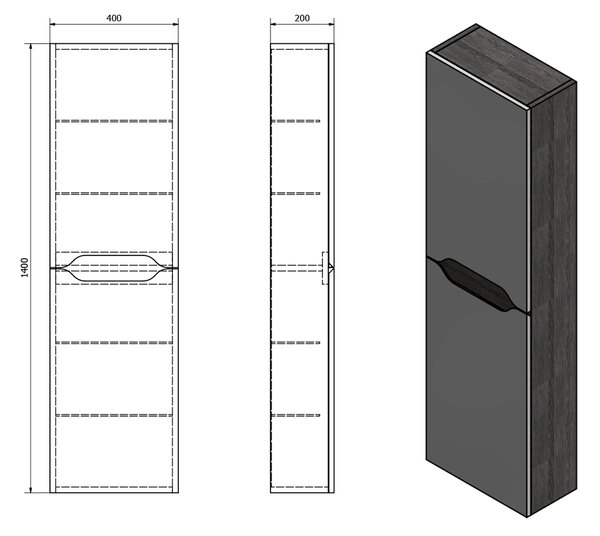 Sapho Sapho, WAVE szekrény magas 40x140x20cm, bal / jobb, fehér (WA249LP), WA250-3030