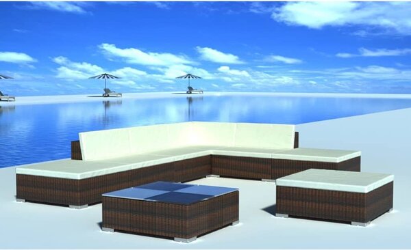 VidaXL 8 részes barna polyrattan kerti ülőgarnitúra párnákkal