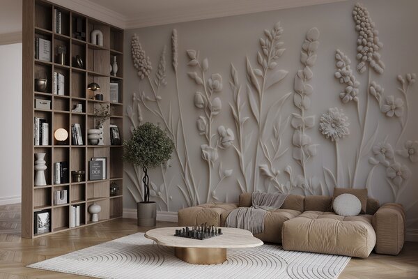 Fotótapéta Elegáns vadvirágok stukkó stílusban, Természet fotótapéta, w08631 : Uwalls.hu
