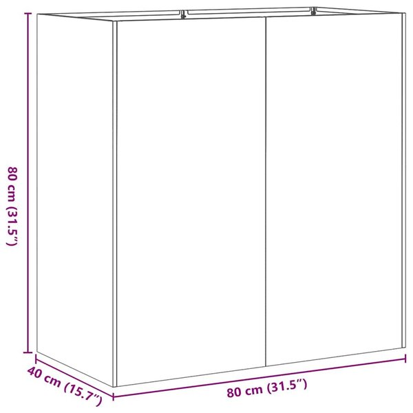 VidaXL Növénytartó olívazöld 80x40x80 cm Hidegen hengerelt acélból