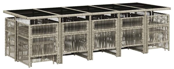15 részes szürke polyrattan kerti étkezőgarnitúra párnákkal