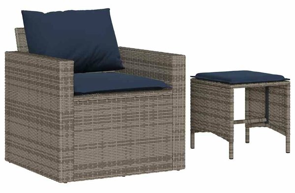 VidaXL 4 részes szürke polyrattan kerti ülőgarnitúra párnákkal