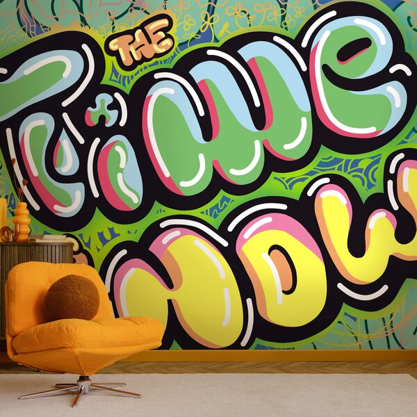 Fotótapéta Színes graffiti zöld háttéren, Modern fotótapéta, Népszerű fotótapéta, t00274 - Tapeko.hu
