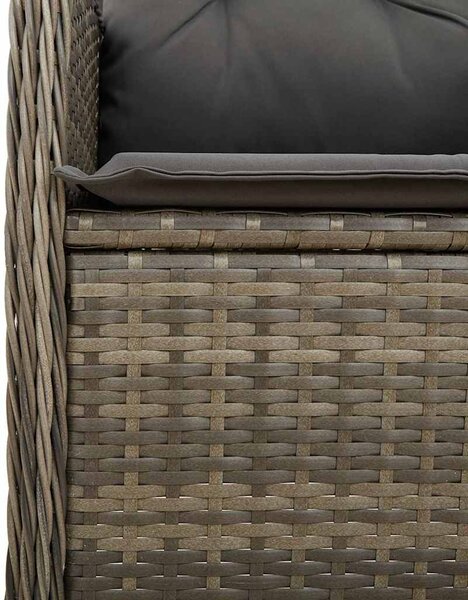 9 részes szürke polyrattan kerti bisztrógarnitúra párnákkal