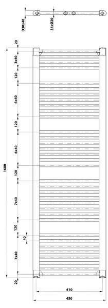 Aqualine Aqualine, DIRECT fűtőelem oldalsó csatlakozással 450x1680 mm, 757 W, fehér, ILR64T