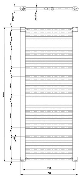 Aqualine Aqualine, DIRECT futoelem oldalsó csatlakozással 750x1680 mm, fehér, ILR67T