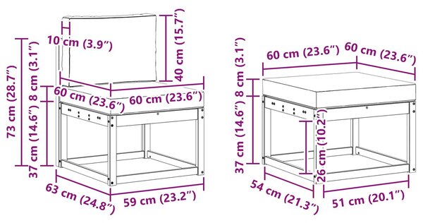 VidaXL Kültéri kanapé szett 5 pcs Természetes és Világosszürke