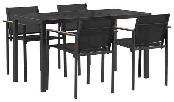 VidaXL Kültéri Bútor Szett 5 pcs Fekete és Antracit 140 x 70 x 73 cm