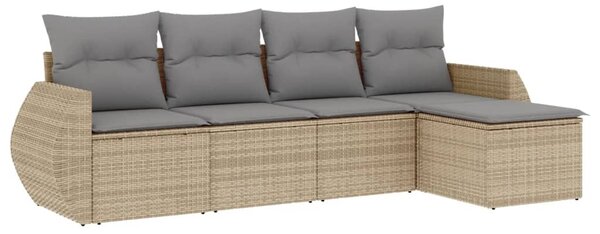 5 részes bézs polyrattan kerti ülőgarnitúra párnákkal