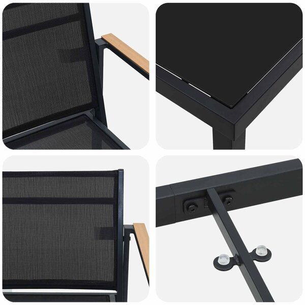 VidaXL Kültéri Bútor Szett 5 pcs Fekete és Antracit 140 x 70 x 73 cm