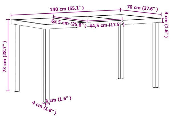 VidaXL Kültéri Bútor Szett 5 pcs Fekete és Antracit 140 x 70 x 73 cm