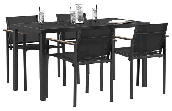 VidaXL Kültéri Bútor Szett 5 pcs Fekete és Antracit 140 x 70 x 73 cm