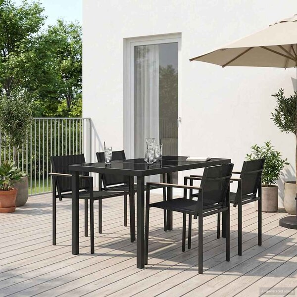VidaXL Kültéri Bútor Szett 5 pcs Fekete és Antracit 140 x 70 x 73 cm