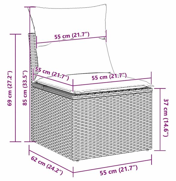 VidaXL Kerti Kanapé Szett párnával tárolóval 6 pcs Bézs Poli rattan
