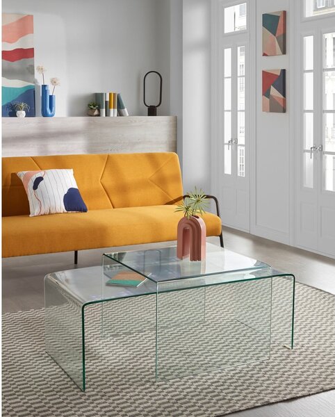 Üveg dohányzóasztal 50x110 cm Burano – Kave Home