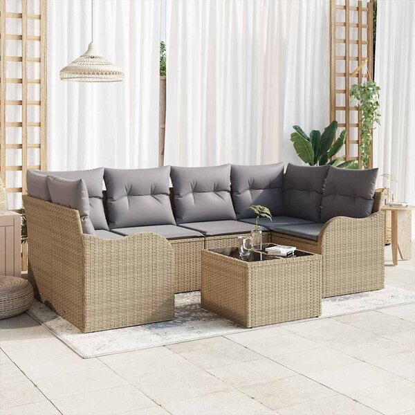 VidaXL Kerti Kanapé Szett párnával tárolóval 7 pcs Barna és szürke