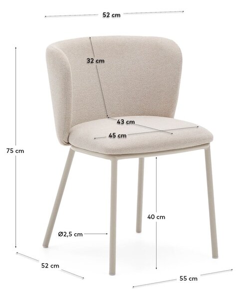 Bézs kárpitozott étkezőfotel Ciselia – Kave Home