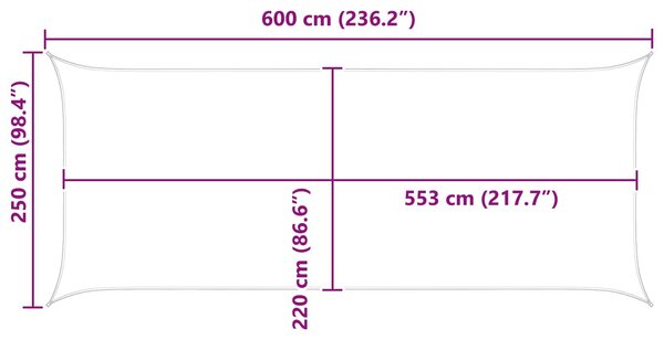 VidaXL Napernyő vitorla Világosszürke és fehér 6 x 2,5 m