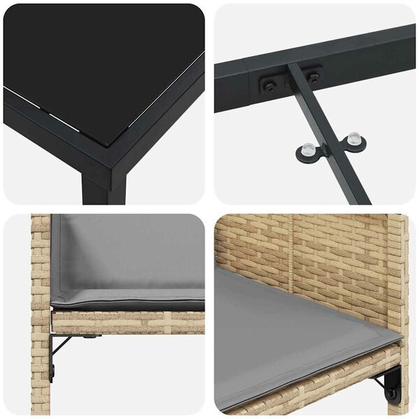 VidaXL Kert étkező szett párnával 5 pcs Bézs Poli rattan