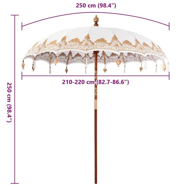 VidaXL Balinéz Napernyő Krém 215 x 215 x 260 cm Pamut