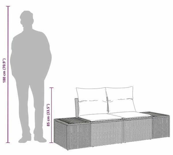 2 üléses kerti kanapé tárolóval és párnákkal Barna Poli Rattan
