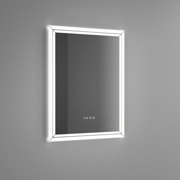 Welland Type-E05 LED tükör - LED tükör - fényerő + színhőfok állítás + páramentesítő + óra - 60 x 80 cm