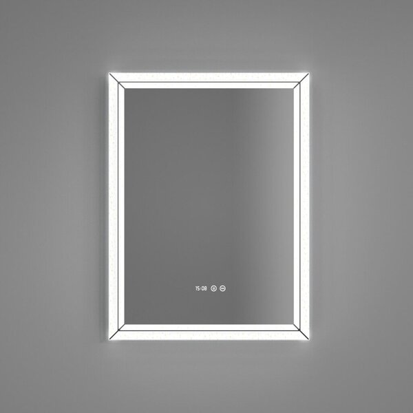 Welland Type-E05 LED tükör - LED tükör - fényerő + színhőfok állítás + páramentesítő + óra - 60 x 80 cm