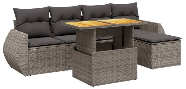 6 részes szürke polyrattan kerti ülőgarnitúra párnákkal