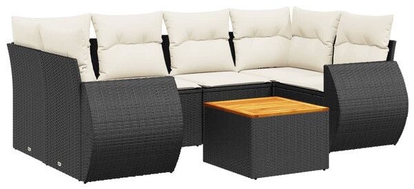 7 részes fekete polyrattan kerti ülőgarnitúra párnával
