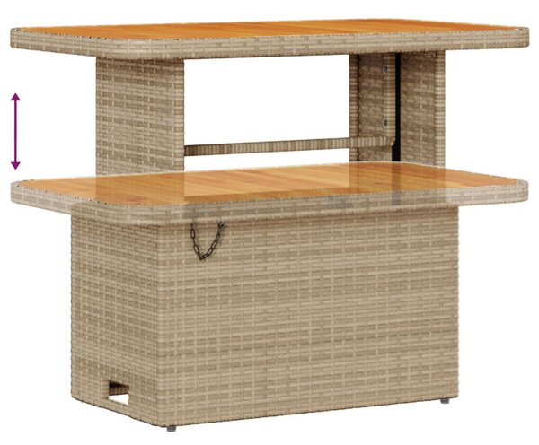 10 Darabos Kerti Kanapészett Párnákkal Bézs Poly Rattan Akáciával, 2 Fős Kerti Kanapé Tárolóval &amp; Párnákkal Bézs Poly Rattan, 3 Darabos Kerti Étkezőszett Párnákkal Bézs Poly Rattan Akáciával
