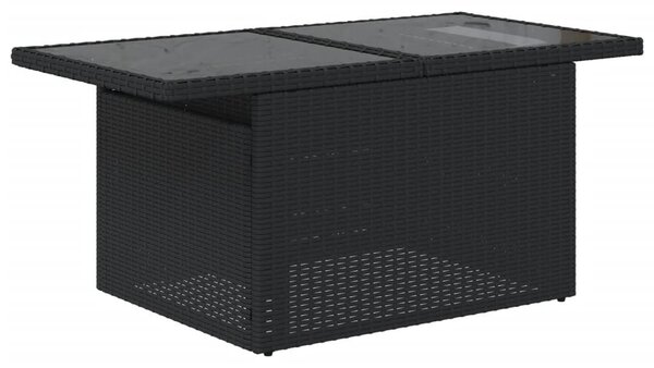 5 részes fekete polyrattan kerti kanapészett párnákkal