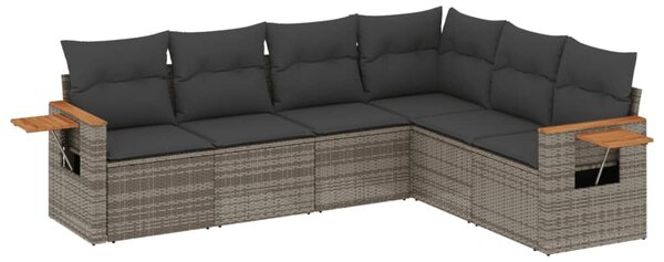 6 részes szürke polyrattan kerti ülőgarnitúra párnákkal