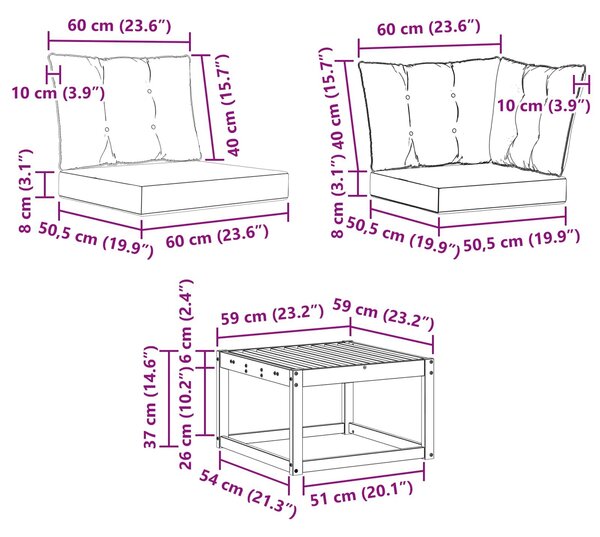 VidaXL Kültéri kanapé szett 10 pcs Természetes és Világosszürke