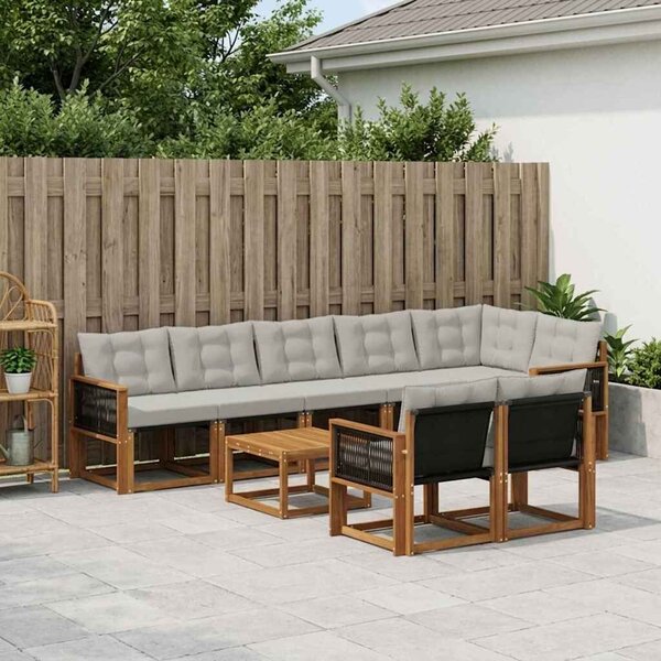 VidaXL Kültéri kanapé szett 9 pcs Természetes és Világosszürke