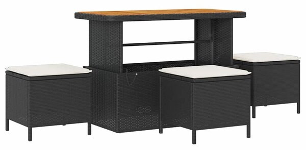 VidaXL Kerti Kanapé Szett 13 pcs Fekete polirattan