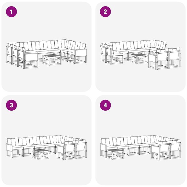 VidaXL Kültéri kanapé szett 10 pcs Természetes és Világosszürke