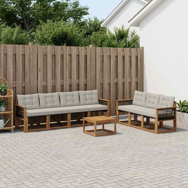 VidaXL Kültéri kanapé szett 8 pcs Természetes és Világosszürke