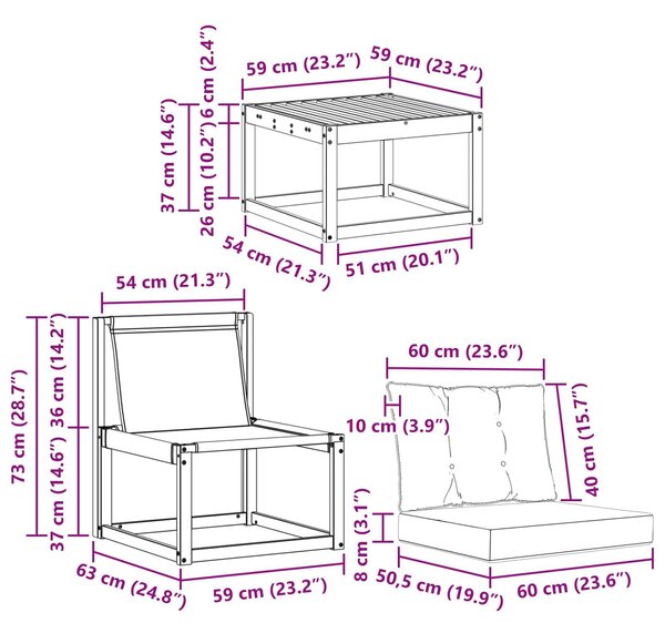 VidaXL Kültéri kanapé szett 9 pcs Természetes és Világosszürke