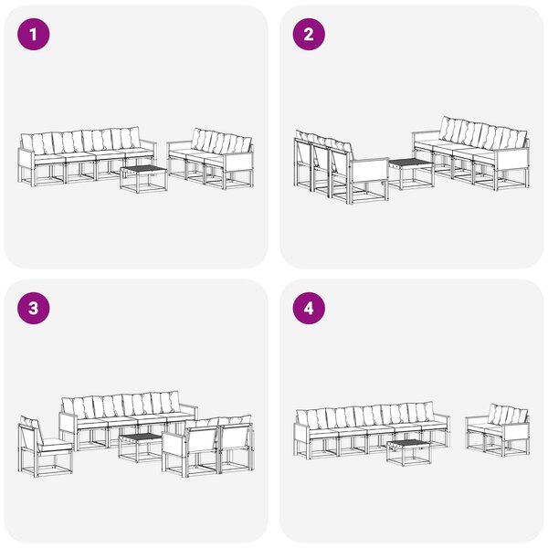 VidaXL Kültéri kanapé szett 8 pcs Természetes és Világosszürke