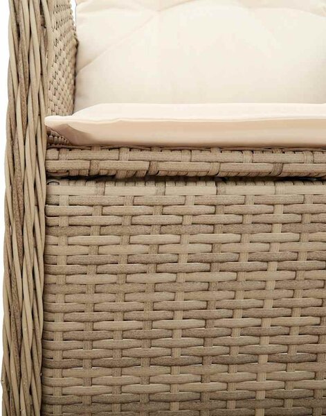 9 részes bézs polyrattan kerti bisztrógarnitúra párnákkal