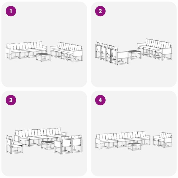 VidaXL Kültéri kanapé szett 9 pcs Természetes és Világosszürke