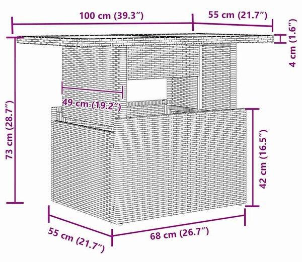 VidaXL Kerti Kanapé Szett párnával tárolóval 6 pcs Bézs Poli rattan