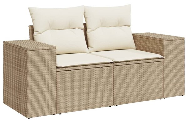 9 részes bézs polyrattan kerti ülőgarnitúra párnákkal