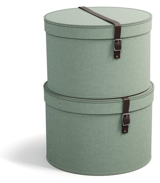 Kékeszöld fedeles karton tárolódoboz szett 2 db-os ø 37,5x25,5 cm Rut Canvas Paper Laminate – Bigso