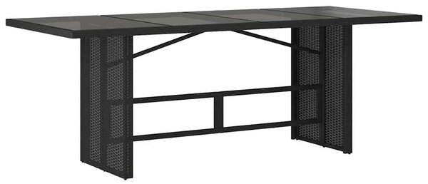 9 részes fekete polyrattan kerti bisztrógarnitúra párnákkal