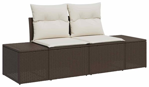 Kerti Kanapé Szett 7 pcs Barna és krémszínű Poli rattan