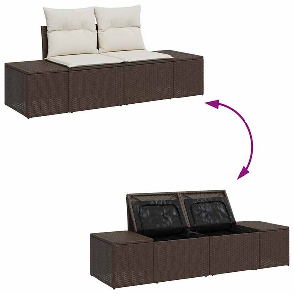 VidaXL Kerti Kanapé Szett tárolóval 7 pcs Barna és Krém polirattan