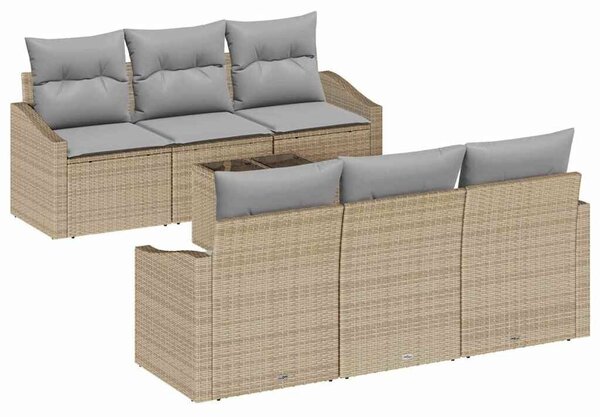 VidaXL Kanapé Szett párnával 7 pcs Barna és szürke polirattan